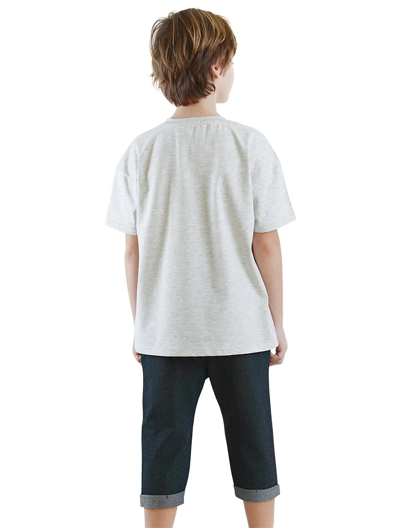 دينوكيدس طقم تي شيرت وشورت كابري ابتسم فقط للأولاد